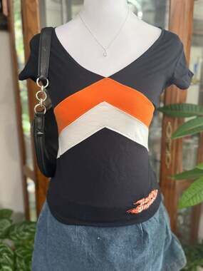 Harley-Davidson Women's Colorblock Chevron Embroidered V-Neck Tee
